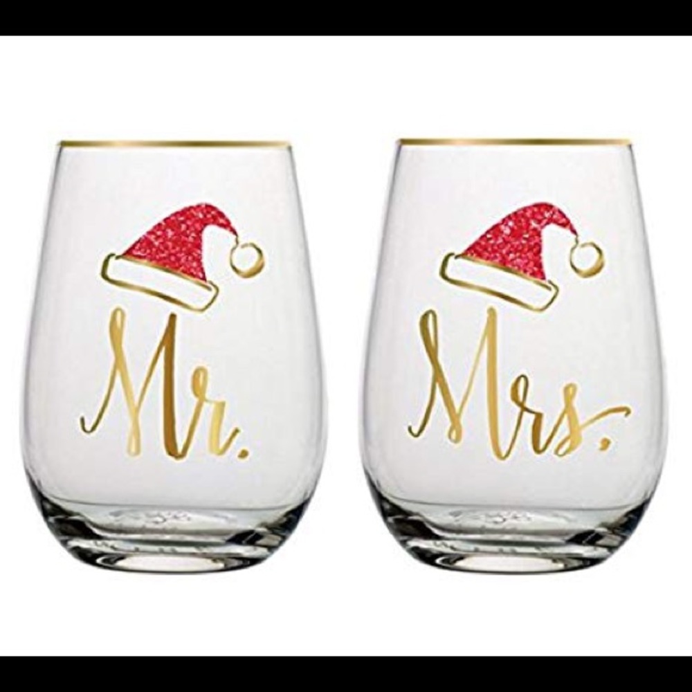 Christmas Mr & Mrs Wine Glasses